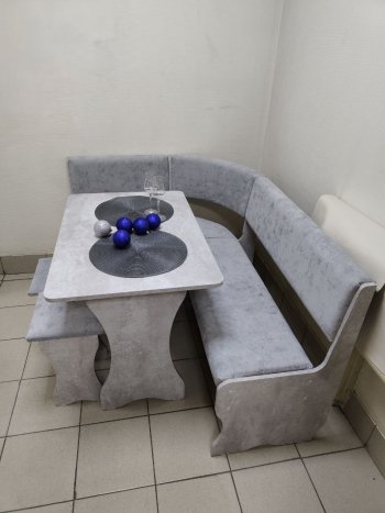 Кухонный уголок Миссия V велюр (цемент) в Обь - mebel154.com