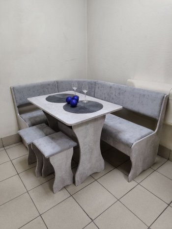 Кухонный уголок Миссия V велюр (цемент) в Обь - mebel154.com