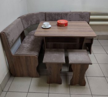 Кухонный уголок Миссия  V велюр(коричневый) в Обь - mebel154.com